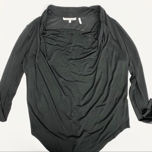 Helmut Lang Cowl Neck Sheer Black Top, Size M